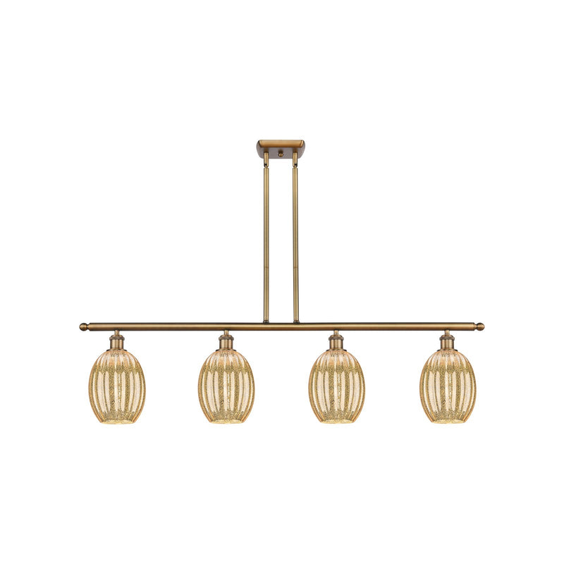 Innovations Preston Bulb 48in 4-Light Island Light | Industrial Brushed Brass Steel and Mercury Glass | Kitchen Island & Dining | Model 516-4I-BB-G459-6ME