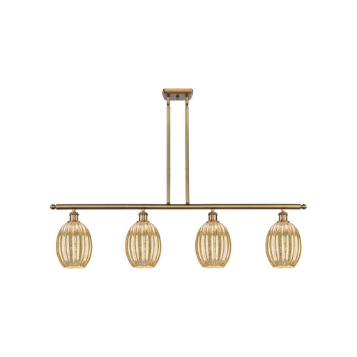 Innovations Preston Bulb 48in 4-Light Island Light | Industrial Brushed Brass Steel and Mercury Glass | Kitchen Island & Dining | Model 516-4I-BB-G459-6ME