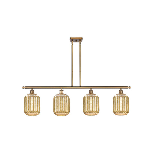 Innovations Preston Cylinder 48in 4-Light Island Light | Industrial Brushed Brass Steel and Mercury Glass | Kitchen Island & | Model 516-4I-BB-G460-7ME