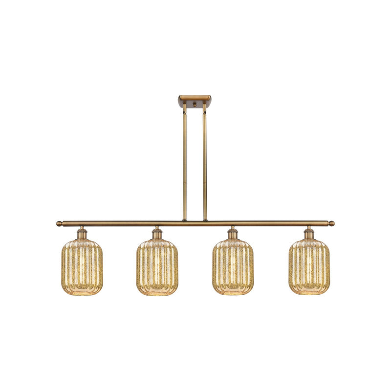 Innovations Preston Cylinder 48in 4-Light Island Light | Industrial Brushed Brass Steel and Mercury Glass | Kitchen Island & | Model 516-4I-BB-G460-7ME