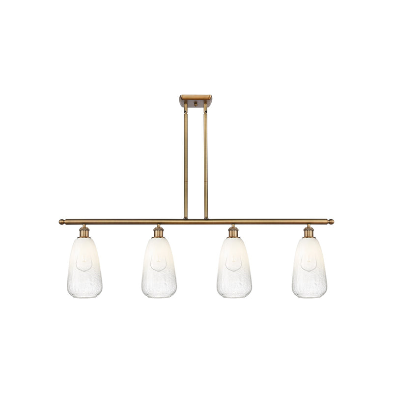Innovations Brookhaven Almond 48in 4-Light Island Light | Industrial Brushed Brass and Opal Glass | Kitchen Island & Dining | Model 516-4I-BB-G480-6OP