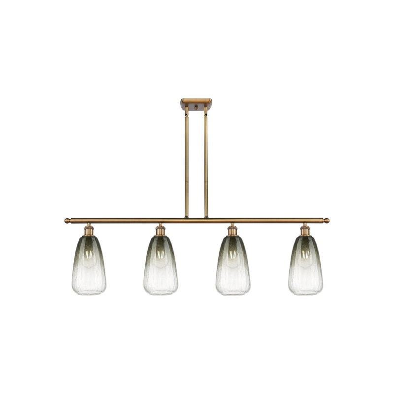 Innovations Brookhaven Almond 48in 4-Light Island Light | Industrial Brushed Brass Steel and Slate Glass | Kitchen Island & | Model 516-4I-BB-G480-6SL