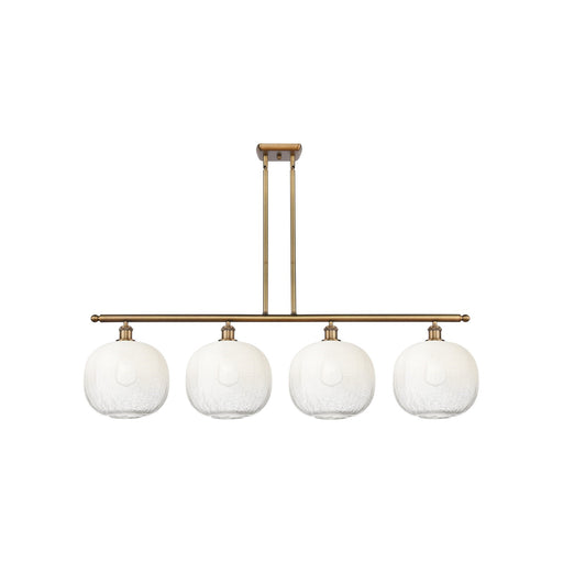 Innovations Brookhaven Sphere 49in 4-Light Island Light | Industrial Brushed Brass and Opal Glass | Kitchen Island & Dining | Model 516-4I-BB-G481-10OP