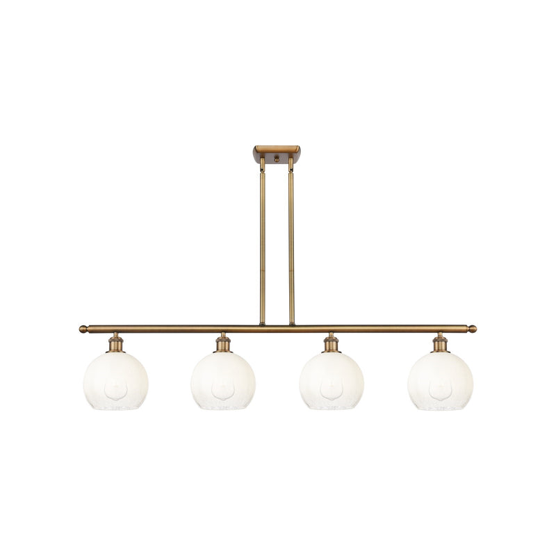 Innovations Brookhaven Globe 48in 4-Light Island Light | Industrial Brushed Brass Steel and Opal Glass | Kitchen Island & | Model 516-4I-BB-G483-8OP