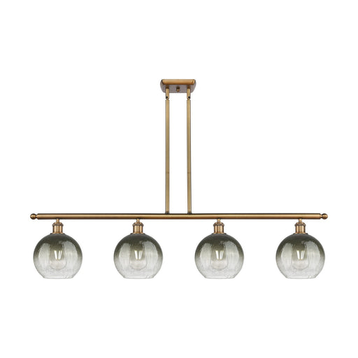 Innovations Brookhaven Globe 48in 4-Light Island Light | Industrial Brushed Brass Steel and Slate Glass | Kitchen Island & | Model 516-4I-BB-G483-8SL