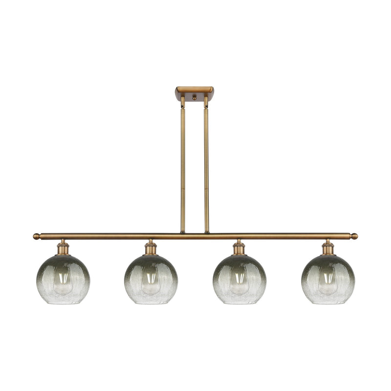 Innovations Brookhaven Globe 48in 4-Light Island Light | Industrial Brushed Brass Steel and Slate Glass | Kitchen Island & | Model 516-4I-BB-G483-8SL
