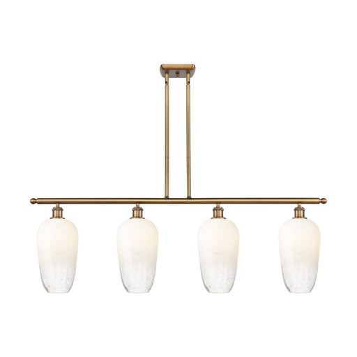 Innovations Brookhaven Flute 48in 4-Light Island Light | Industrial Brushed Brass Steel and Opal Glass | Kitchen Island & | Model 516-4I-BB-G484-7OP