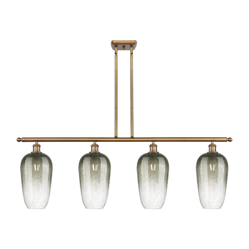 Innovations Brookhaven Flute 48in 4-Light Island Light | Industrial Brushed Brass Steel and Slate Glass | Kitchen Island & | Model 516-4I-BB-G484-7SL