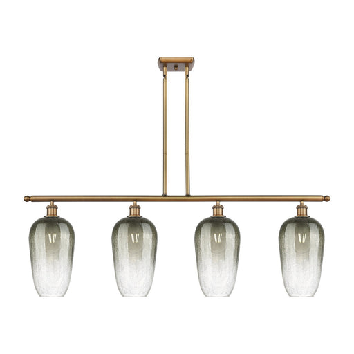 Innovations Brookhaven Flute 48in 4-Light Island Light | Industrial Brushed Brass Steel and Slate Glass | Kitchen Island & | Model 516-4I-BB-G484-7SL