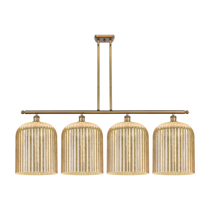 Innovations Bridal Veil 48in 4-Light Island Light | Art Nouveau Brushed Brass and Mercury Ribbed Glass | Kitchen Island & | Model 516-4I-BB-G559-12ME