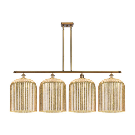 Innovations Bridal Veil 48in 4-Light Island Light | Art Nouveau Brushed Brass and Mercury Ribbed Glass | Kitchen Island & | Model 516-4I-BB-G559-12ME