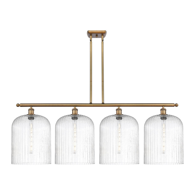 Innovations Bridal Veil 48in 4-Light Island Light | Art Nouveau Brushed Brass Steel and Seedy Ribbed Glass | Kitchen Island & | Model 516-4I-BB-G559-12SDY