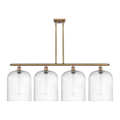 Innovations Bridal Veil 48in 4-Light Island Light | Art Nouveau Brushed Brass Steel and Seedy Ribbed Glass | Kitchen Island & | Model 516-4I-BB-G559-12SDY