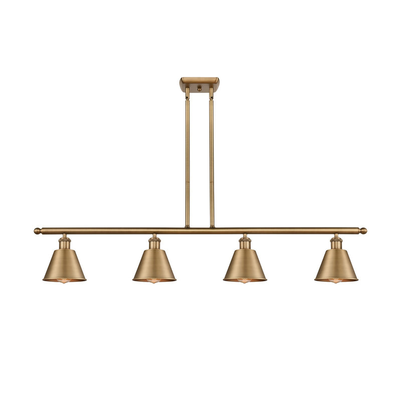Innovations Smithfield 48in 4-Light Island Light | Industrial Brushed Brass Steel and Brushed Brass Metal | Kitchen Island & | Model 516-4I-BB-M8-LED