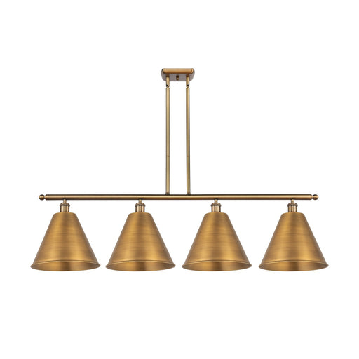 Innovations Berkshire Metal 50in 4-Light Island Light | Industrial Farmhouse Brushed Brass Steel and Brushed Brass Metal | Model 516-4I-BB-MBC-12-BB-LED