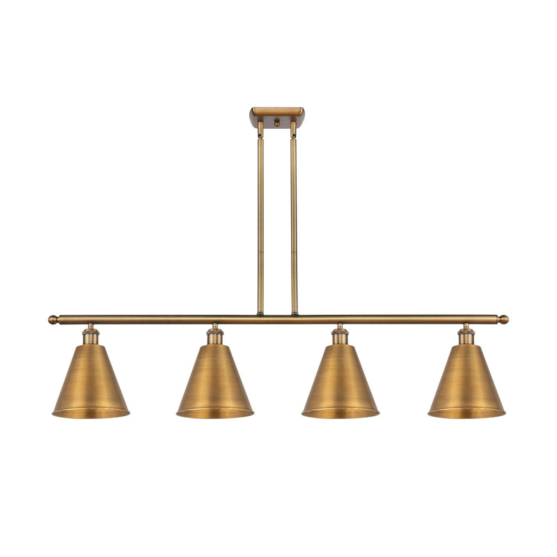 Innovations Berkshire Metal 48in 4-Light Island Light | Industrial Farmhouse Brushed Brass Steel and Brushed Brass Metal | Model 516-4I-BB-MBC-8-BB-LED