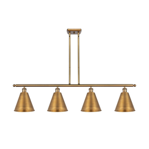 Innovations Berkshire Metal 48in 4-Light Island Light | Industrial Farmhouse Brushed Brass Steel and Brushed Brass Metal | Model 516-4I-BB-MBC-8-BB-LED