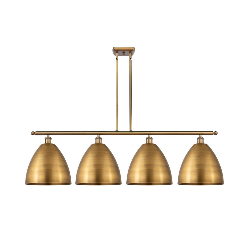 Innovations Bristol 50in 4-Light Island Light | Industrial Farmhouse Brushed Brass Steel and Brushed Brass Metal Shade | Model 516-4I-BB-MBD-12-BB