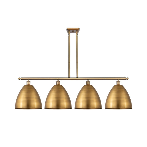 Innovations Bristol 50in 4-Light Island Light | Industrial Farmhouse Brushed Brass Steel and Brushed Brass Metal Shade | Model 516-4I-BB-MBD-12-BB