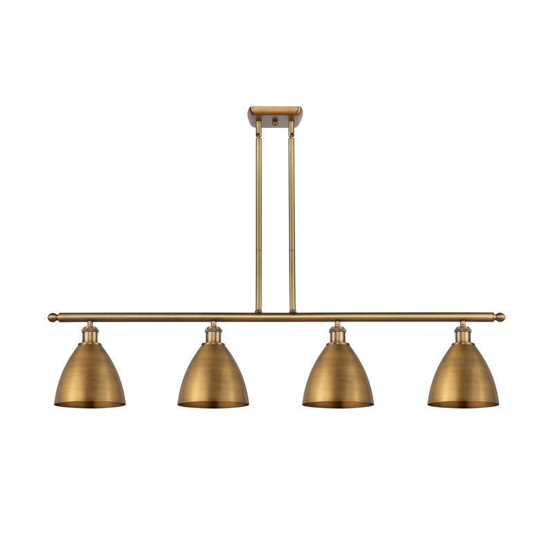 Innovations Bristol 48in 4-Light Island Light | Industrial Farmhouse Brushed Brass Steel and Metal Shade | Kitchen Island & | Model 516-4I-BB-MBD-75-BB