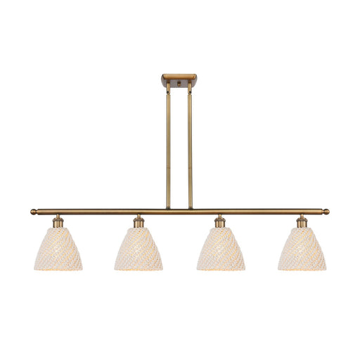 Innovations Bristol Natural 48in 4-Light Island Light | Farmhouse Brushed Brass and Natural Fiber Dome Shade | Kitchen Island | Model 516-4I-BB-NBD-75-NAT