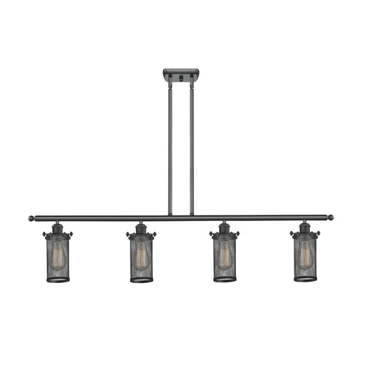 Innovations Lighting Bleecker 48in 4-Light Island Light | Industrial Matte Black Steel and Cast Brass with Matte Black Metal | Model 516-4I-BK-CE219-LED