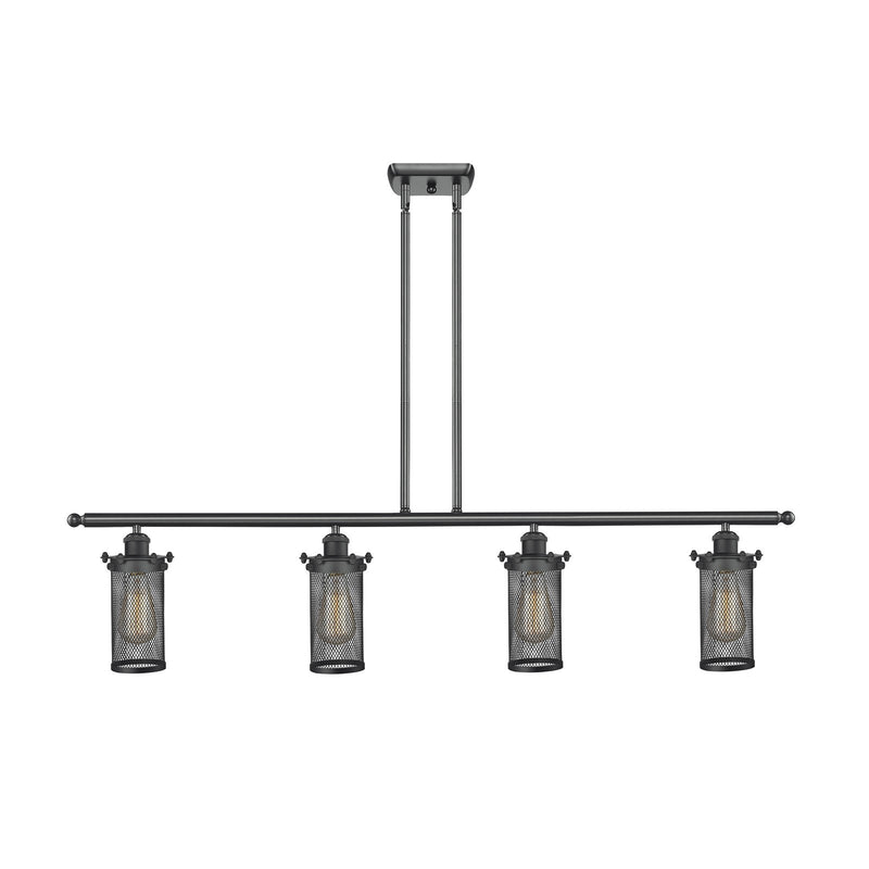 Innovations Lighting Bleecker 48in 4-Light Island Light | Industrial Matte Black Steel and Cast Brass with Matte Black Metal | Model 516-4I-BK-CE219-LED