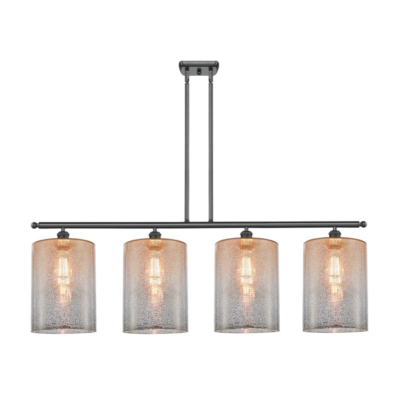 Innovations Cobbleskill 48in 4-Light Island Light | Industrial Matte Black Steel and Mercury Glass | Kitchen Island & Dining Room | Model 516-4I-BK-G116-L