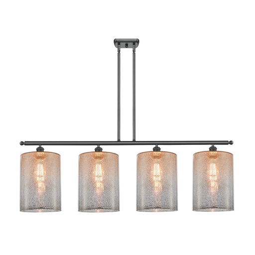 Innovations Cobbleskill 48in 4-Light Island Light | Industrial Matte Black Steel and Mercury Glass | Kitchen Island & Dining Room | Model 516-4I-BK-G116-L