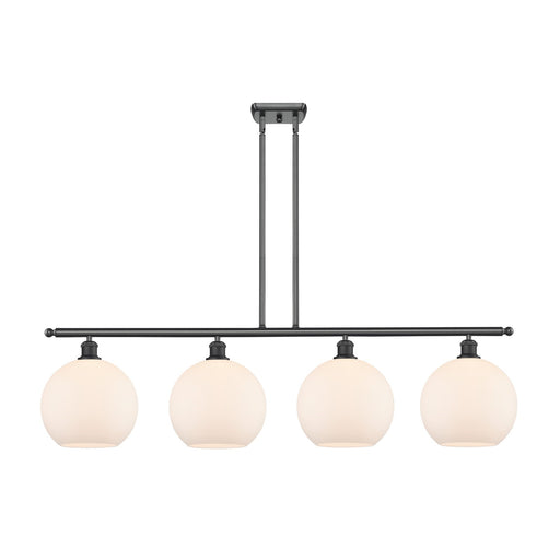 Innovations Athens 48.25in 4-Light Island Light | Industrial Matte Black Steel and Matte White Glass | Kitchen Island & Dining | Model 516-4I-BK-G121-10