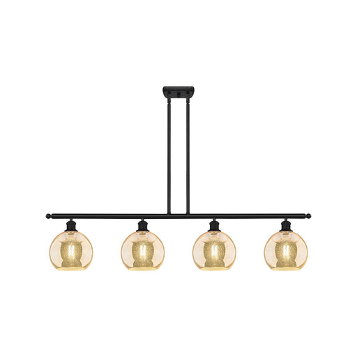 Innovations Athens 48in 4-Light Island Light | Industrial Matte Black Steel and Mercury Glass | Kitchen Island & Dining Room | 48 | Model 516-4I-BK-G128-8