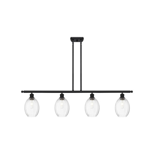 Innovations Preston 48in 4-Light Island Light | Industrial Matte Black Steel and Clear Glass | Kitchen Island & Dining Room | Model 516-4I-BK-G459-6CL