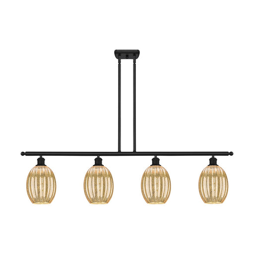 Innovations Preston 48in 4-Light Island Light | Industrial Matte Black Steel and Mercury Glass | Kitchen Island & Dining Room | Model 516-4I-BK-G459-6ME