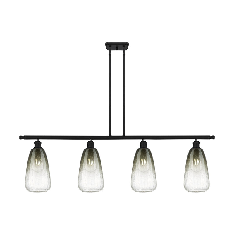 Innovations Brookhaven Almond 48in 4-Light Island Light | Industrial Matte Black Steel and Slate Glass | Kitchen Island & | Model 516-4I-BK-G480-6SL