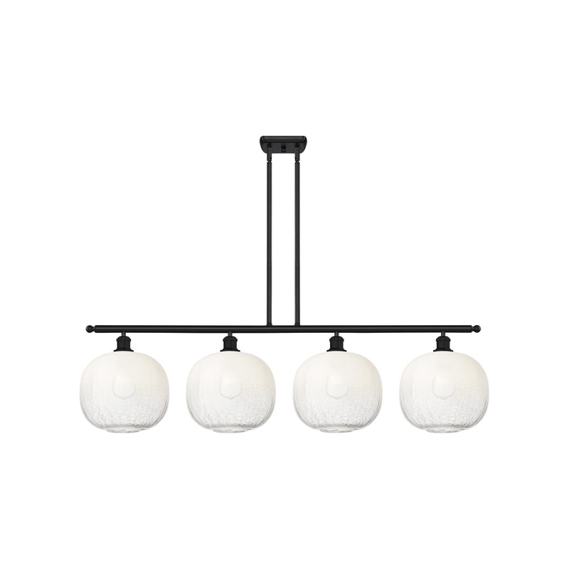 Innovations Brookhaven Sphere 49in 4-Light Island Light | Industrial Matte Black Steel and Opal Glass | Kitchen Island | 48.75 | Model 516-4I-BK-G481-10OP