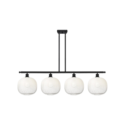 Innovations Brookhaven Sphere 49in 4-Light Island Light | Industrial Matte Black Steel and Opal Glass | Kitchen Island | 48.75 | Model 516-4I-BK-G481-10OP