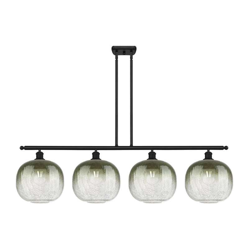 Innovations Brookhaven Sphere 49in 4-Light Island Light | Industrial Matte Black Steel and Slate Glass | Kitchen Island | Model 516-4I-BK-G481-10SL