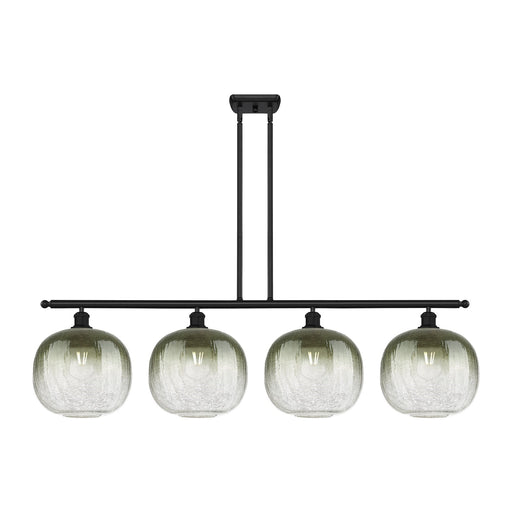 Innovations Brookhaven Sphere 49in 4-Light Island Light | Industrial Matte Black Steel and Slate Glass | Kitchen Island | Model 516-4I-BK-G481-10SL