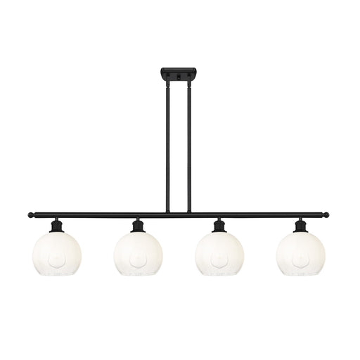 Innovations Brookhaven Globe 48in 4-Light Island Light | Industrial Matte Black Steel and Opal Glass | Kitchen Island | 48 x | Model 516-4I-BK-G483-8OP