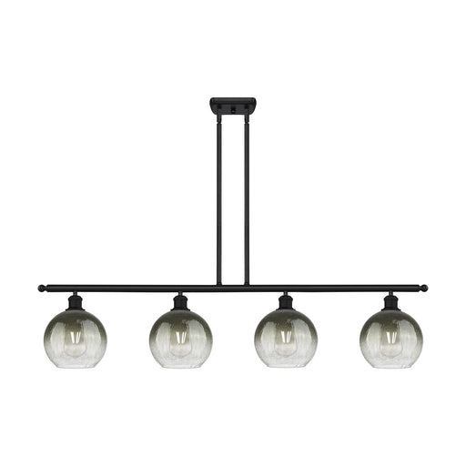 Innovations Brookhaven Globe 48in 4-Light Island Light | Industrial Matte Black Steel and Slate Glass | Kitchen Island | 48 x | Model 516-4I-BK-G483-8SL