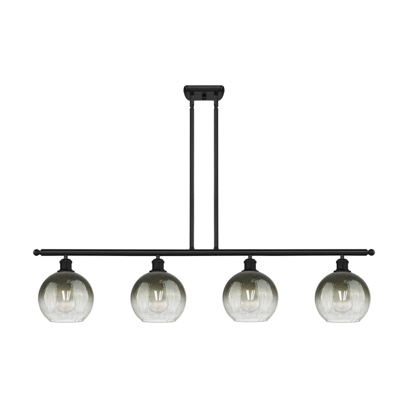 Innovations Brookhaven Globe 48in 4-Light Island Light | Industrial Matte Black Steel and Slate Glass | Kitchen Island | 48 x | Model 516-4I-BK-G483-8SL