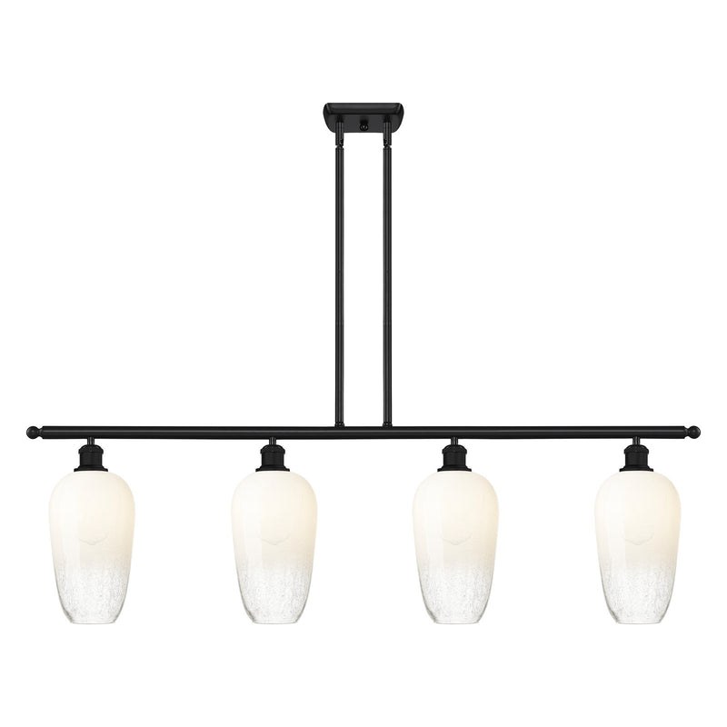Innovations Brookhaven Flute 48in 4-Light Island Light | Industrial Matte Black Steel and Opal Glass | Kitchen Island & Dining | Model 516-4I-BK-G484-7OP
