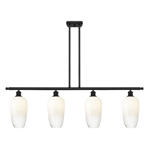 Innovations Brookhaven Flute 48in 4-Light Island Light | Industrial Matte Black Steel and Opal Glass | Kitchen Island & Dining | Model 516-4I-BK-G484-7OP
