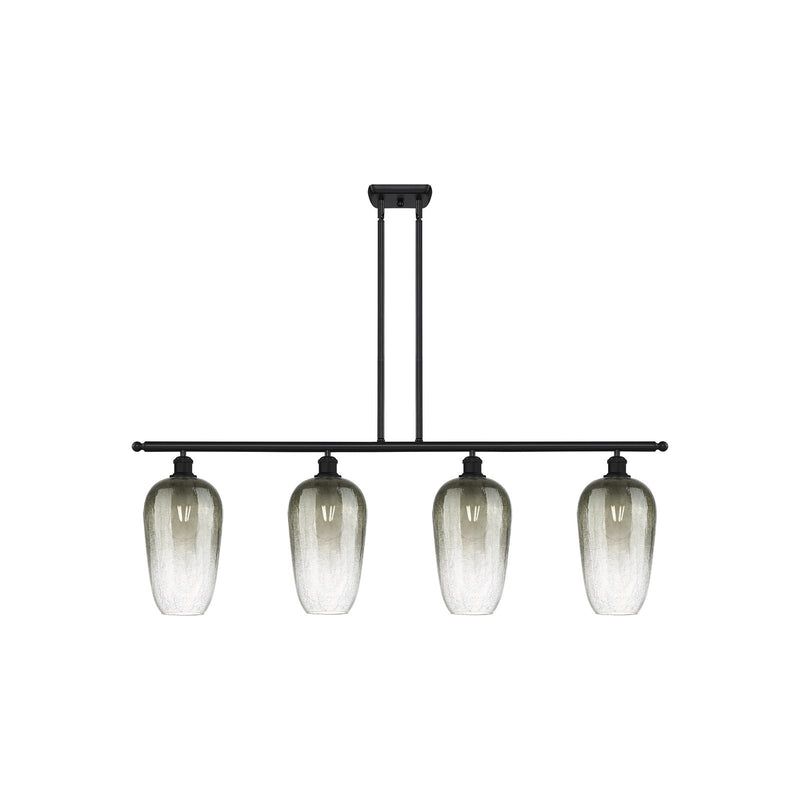 Innovations Brookhaven Flute 48in 4-Light Island Light | Industrial Matte Black Steel and Slate Glass | Kitchen Island & Dining | Model 516-4I-BK-G484-7SL