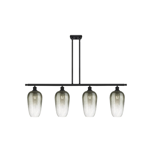 Innovations Brookhaven Flute 48in 4-Light Island Light | Industrial Matte Black Steel and Slate Glass | Kitchen Island & Dining | Model 516-4I-BK-G484-7SL
