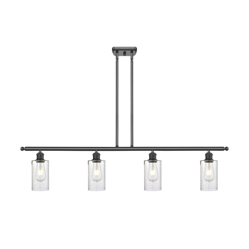 Innovations Clymer 48in 4-Light Island Light | Art Nouveau Matte Black Steel and Seedy Glass | Kitchen Island & Dining Room | 48 x | Model 516-4I-BK-G804