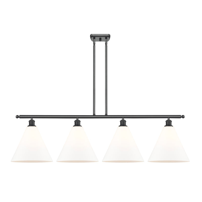 Innovations Berkshire 50in 4-Light Island Light | Industrial Matte Black Steel and Matte White Glass | Kitchen Island & Dining | Model 516-4I-BK-GBC-121