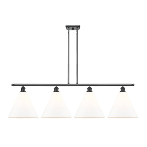 Innovations Berkshire 50in 4-Light Island Light | Industrial Matte Black Steel and Matte White Glass | Kitchen Island & Dining | Model 516-4I-BK-GBC-121