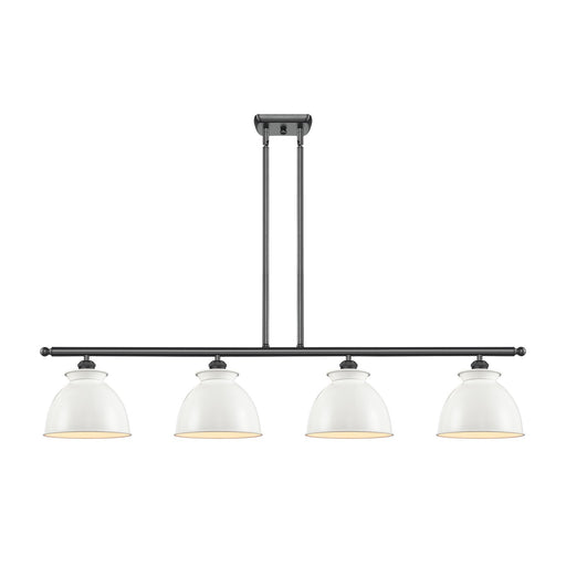 Innovations Adirondack 48in 4-Light Island Light | Industrial Farmhouse Matte Black Steel and Glossy White Metal Shade | Model 516-4I-BK-M14-W-LED