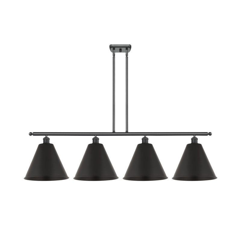 Innovations Berkshire 50in 4-Light Island Light | Industrial Farmhouse Matte Black Steel and Cast Brass with Matte Black Metal | Model 516-4I-BK-MBC-12-BK